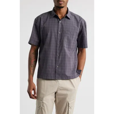 Bp. Windowpane Check Short Sleeve Cotton Button-up Shirt