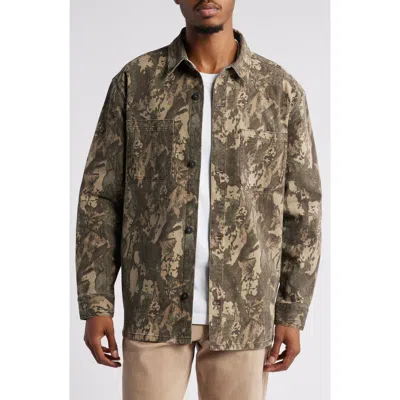 Bp. Workwear Stretch Cotton Canvas Overshirt In Olive Camo Branch