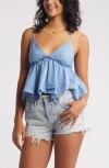 Bp. Woven Babydoll Camisole In Blue Topsail