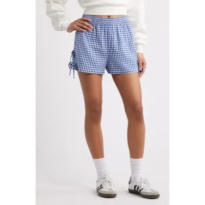Bp. Woven Gingham Shorts In Blue Gingham