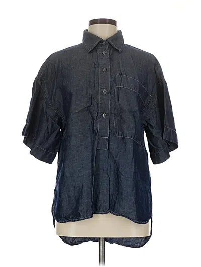 Pre-owned Br Standard 3/4 Sleeve Button Down Shirt In Blue