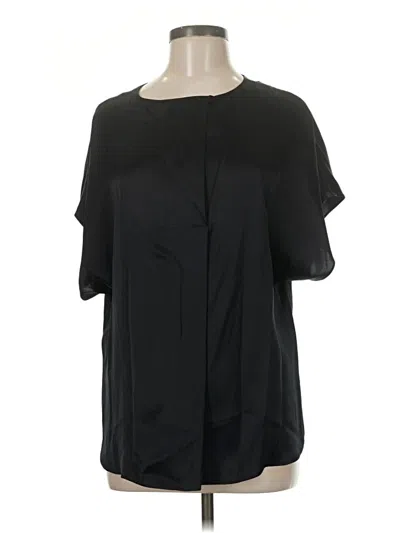Pre-owned Br Standard Short Sleeve Silk Top Black Keyhole Neckline Tops