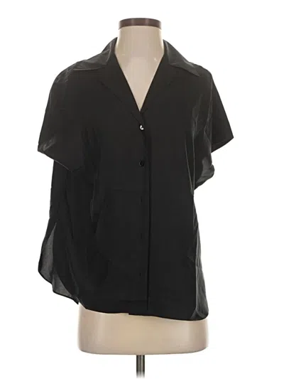 Pre-owned Br Standard Short Sleeve Silk Top Black Open Neckline Tops