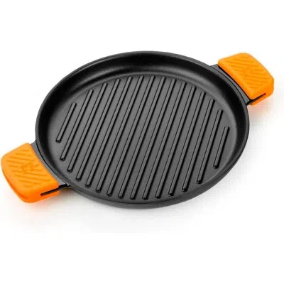 Bra Cookware Efficient Iron Round Ribbed Grill | 12.6 Inches Cast Iron Round Griddle | All Heat Sources Compatibl In Black