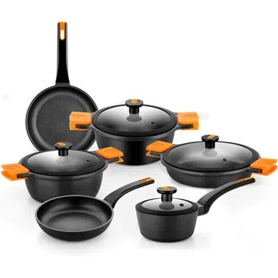 Bra Cookware Efficient Pro 10-piece Nonstick Cookware Set | Cast Aluminum Pots & Pans Set W/ 2 Pots, 1 Sauté Pan, In Black Finish