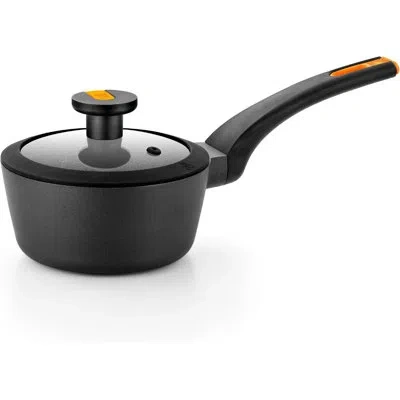 Bra Cookware Efficient Pro Nonstick Saucepan W/ Lid | 6.3 Inch 1.13 Quart Shallow Pot | 3-layer Scratch Resistant In Black