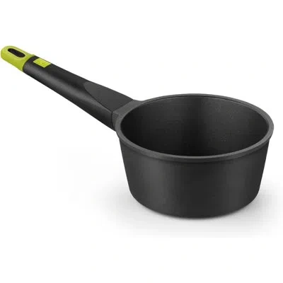 Bra Cookware Foodie Sauce Pan W/ Glass Lid | 6.3 In - 1.2qt Non-stick Cast Aluminum Advanced Low Pot | Pfoa Free  In Black