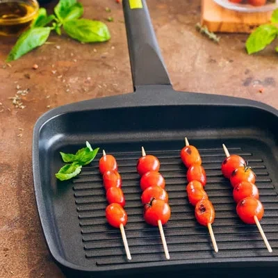 Bra Cookware Foodie Square Ribbed Grill | 11inx11in Cast Aluminum Griddle | Triple Nonstick Coating | Full Induct In Black