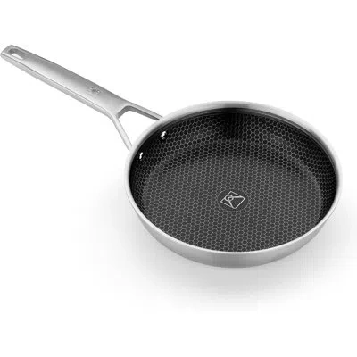 Bra Cookware Hybrid Cell Frying Pan | 10.2 Inch Stainless Steel Skillet | Ceramic Nonstick Fry Pan | Tri-ply W/ A In Grey
