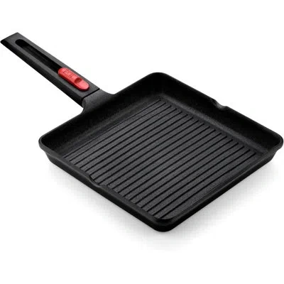 Bra Cookware Infinity Nonstick Ribbed Grill Pan (11x11 Inch) | Cast Aluminum Searing Skillet | Removable Handle | In Black