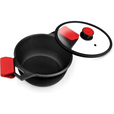 Bra Cookware Infinity Nonstick Stock Pot W/ Glass Lid | 8 Inch 2.8 Quart Cast Aluminum Cooking Pot | Pfoa/pfas Fr In Black