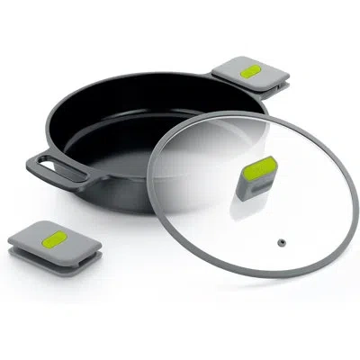 Bra Cookware Life Ceramic Nonstick Sauté Pan W/ Glass Lid | 11 Inch 2.9 Quart Recycled Aluminum Deep Pan | Dual-h In Grey