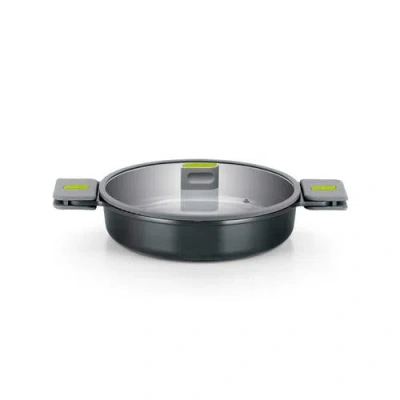 Bra Cookware Life Ceramic Nonstick Sauté Pan W/glass Lid, 12.5 Inch, 5.3 Quart In Black