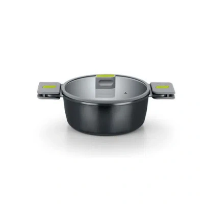 Bra Cookware Life Ceramic Nonstick Stock Pot W/glass Lid | 9.5 Inch 4.2 Quart In Black
