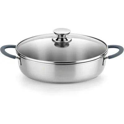 Bra Cookware Master Sauté Pan W/ Glass Lid | 10.2 Inches - 2,6 Quarts Professional Deep Pan | Stainless Steel Sau In Brushed Finish