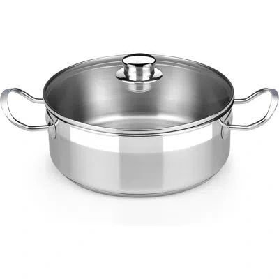 Bra Cookware Profesional 18/10 Stainless Steel Stock Pot  W/ Glass Lid | 8 Inch 2.4 Quart Professional Cooking Po In Brushed Finish
