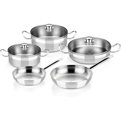 Bra Cookware Profesional 8-piece Stainless Steel Cookware Set | Professional Pots & Pans Set | Kitchen Set W/ 2 P In Brushed Finish