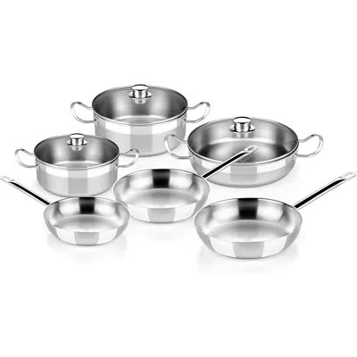 Bra Cookware Profesional 9-piece Stainless Steel Cookware Set | Professional Pots & Pans Set | Kitchen Set W/ 2 P In Brushed Finish