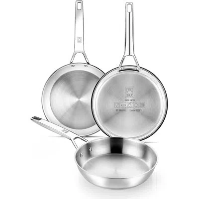 Bra Cookware Signature Frying Pan | 8 Inches Professional Skillet | Stainless Steel Frypan | All Stovetop Compati In Polished Finish