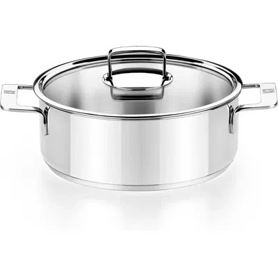 Bra Cookware Signature Stainless Steel Stock Pot W/ Glass Lid | 8 Inch 2.4 Quart Professional Grade Cooking Pot | In Polished Finish