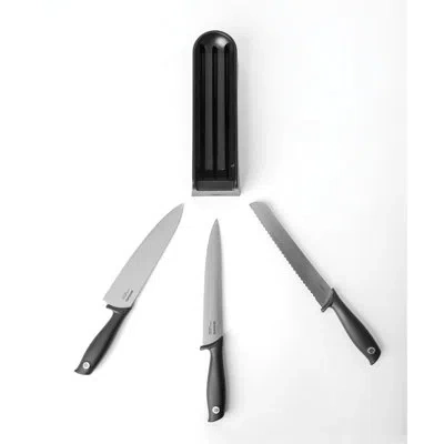 Brabantia 3 Piece Knife Set With In-drawer Holder In Black