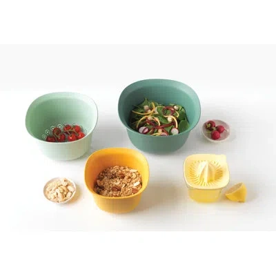 Brabantia 4 Piece Nested Mixing Bowl Set Including Colander And Juicer In Blue