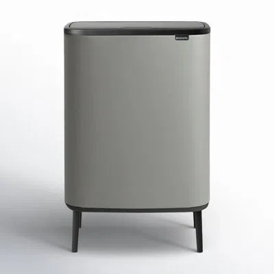 Brabantia Bo Hi Touch Top Trash Can, 16 Gallon In Mineral Concrete Gray