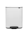 Brabantia Bo Step On Dual Compartment Trash Can, 2 X 8 Gallon, 2 X 30 Liter In White