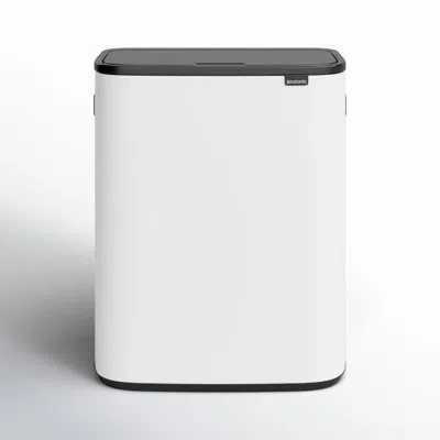 Brabantia Bo Touch Top Dual Compartment Recycling Trash Can, 2 X 8 Gallon (16 Gallon Capacity) In White