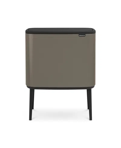 Brabantia Bo Touch Top Dual Compartment Trash Can, 3 Plus 6 Gallon, 11 Plus 23 Liter In Platinum