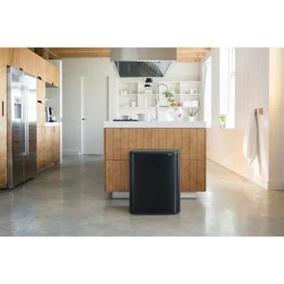 Brabantia Bo Touch Top Trash Can, 16 Gallon In Matte Black