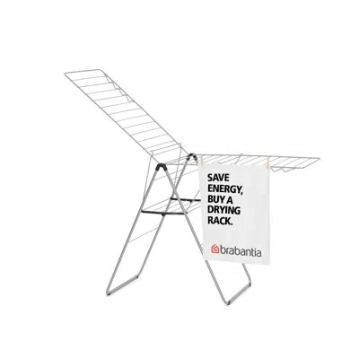 Brabantia Hangon Foldable Clothes Drying Rack - 82 Feet (25m) In Metallic Gray