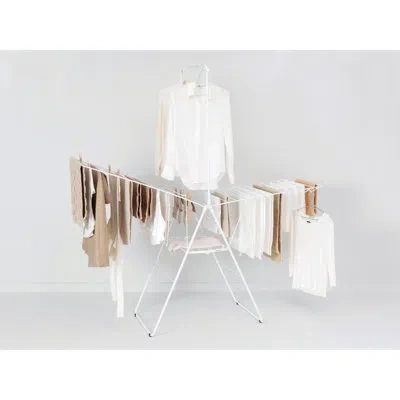 Brabantia Hangon Foldable Clothes Drying Rack With Garment Rail (82 Feet) In White
