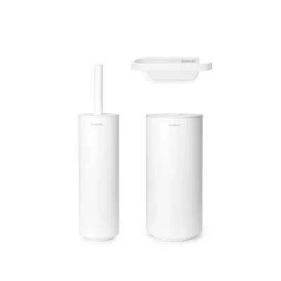 Brabantia Mindset Wall Mounted Toilet Brush Toilet Roll Holder And Toilet Roll Dispenser Set In Mineral Fresh White