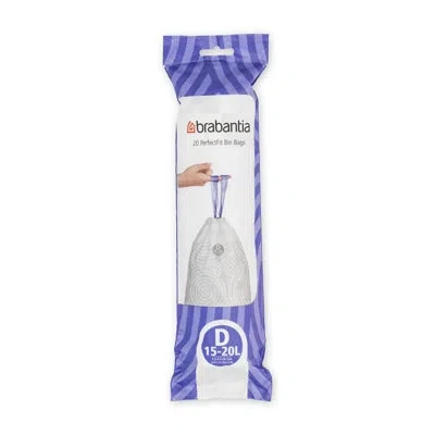 Brabantia Perfectfit Trash Bags, Code D, 4-5.3 Gallon (15-20l), 120 Trash Bags In White;purple