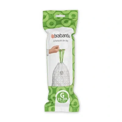 Brabantia Perfectfit Trash Bags, Code G, 6-8 Gallon 23-30l, 120 Trash Bags In White;green