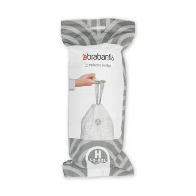 Brabantia Perfectfit Trash Bags, Code H, 13.2-16 Gallon (50-60l), 120 Trash Bags In White;gray
