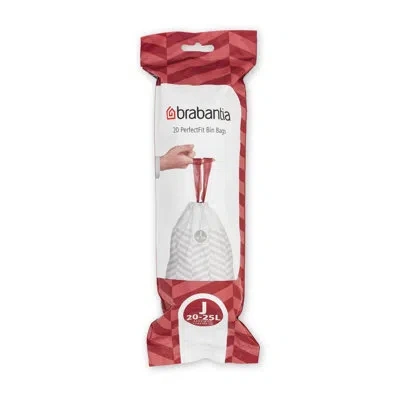 Brabantia Perfectfit Trash Bags, Code J, 5.3-6.6 Gallon (20-25l), 120 Trash Bags In White;red