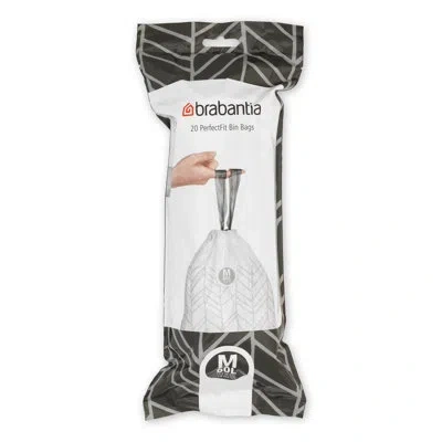 Brabantia Perfectfit Trash Bags, Code M, 16 Gallon (60l), 120 Trash Bags In Black;white
