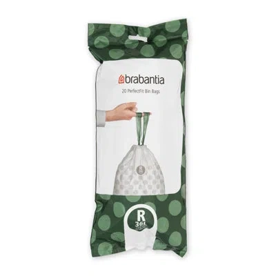 Brabantia Perfectfit Trash Bags, Code R, 9.5 Gallon (36l), 120 Trash Bags In White;green