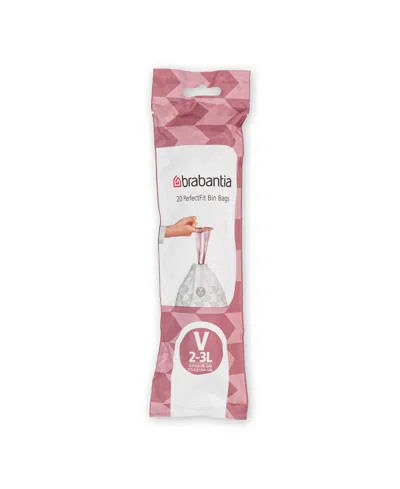 Brabantia Perfectfit Trash Bags, Code V, 0.5-0.8 Gallon, 2-3 Liter, 200 Trash Bags In White
