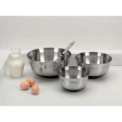 Brabantia Profile Stainless Steel 3 Piece Nested Mixing Bowl Set In Silver