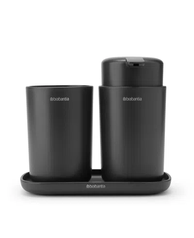 Brabantia Renew Bathroom Accessory Set Of 3 In Dark Gray