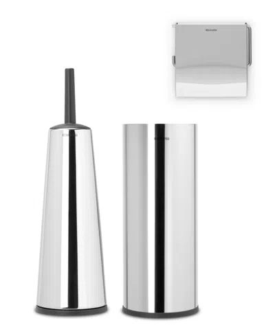 Brabantia Renew Toilet Accessory Set Of 3 In Brilliant Steel