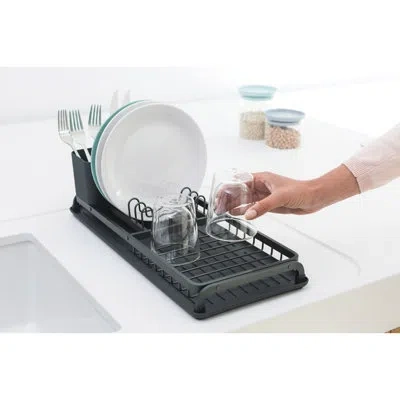 Brabantia Sink Side Compact Aluminum Dish Drying Rack In Dark Gray