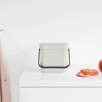 Brabantia Sort & Go 0.8 Gallon Plastic Odor Resistant Indoor Kitchen Composter In Light Gray
