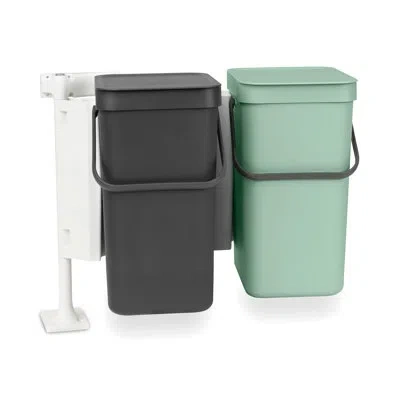 Brabantia Sort & Go In-cabinet Recycling Bin Set In Dark Gray,jade Green