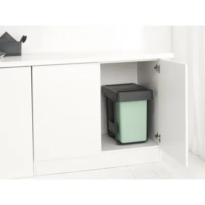 Brabantia Sort & Go Pull Out In-cabinet Plastic Dual Compartment Recycling Bin, 2 X 4 Gallon (2 X 15l) In White