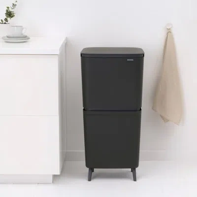 Brabantia Sortup Trash & Recycle Bin Hi, 5.3 + 6.6 Gallon (20l + 25l) In Dark Gray