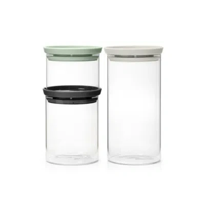 Brabantia Stackable Glass Jars, Set Of 3 In Clear